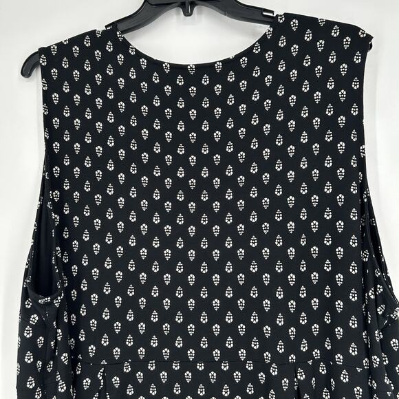 J Jill Wearever Black Printed Dress Pleated Sleeveless Stretch Knee Length Sz 4X - Picture 6 of 9